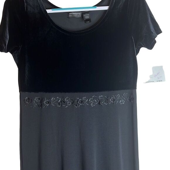 Liz Claiborne Black Velvet and Crepe Dress Sz.M NWT - Picture 1 of 4